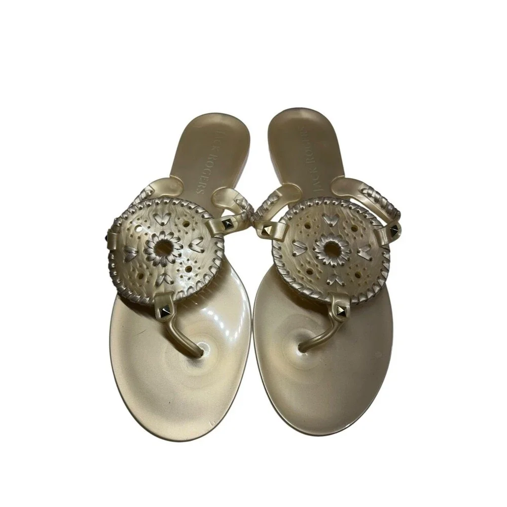 New Jack Rogers Metallic Gold Miller Sandals - 10